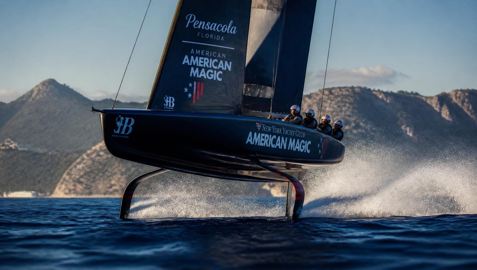 Tech Navigate branded foiling sailboat